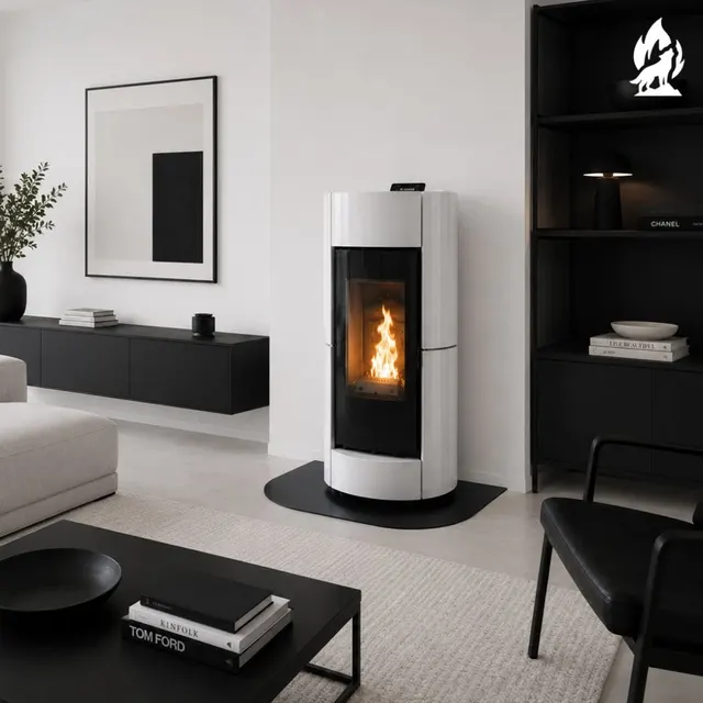 Kominek na pellet Thermorossi Chic Natural Plus ceramika biała