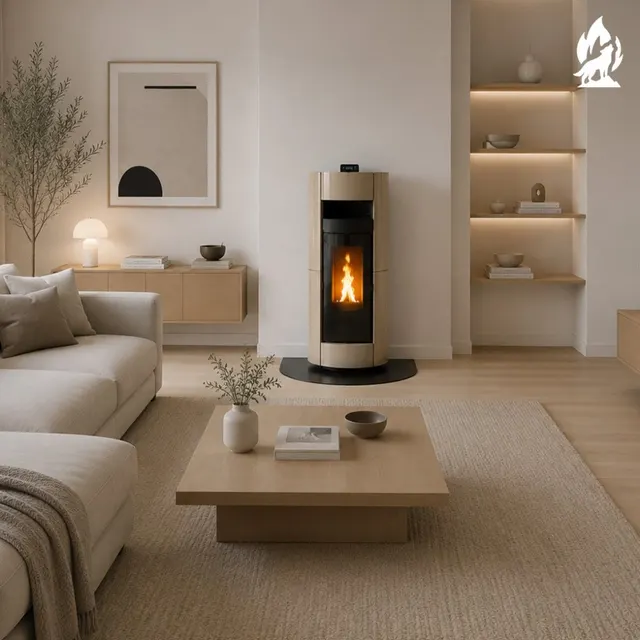 Kominek na pellet Thermorossi Chic Supreme Natural Plus ceramika orzechowa
