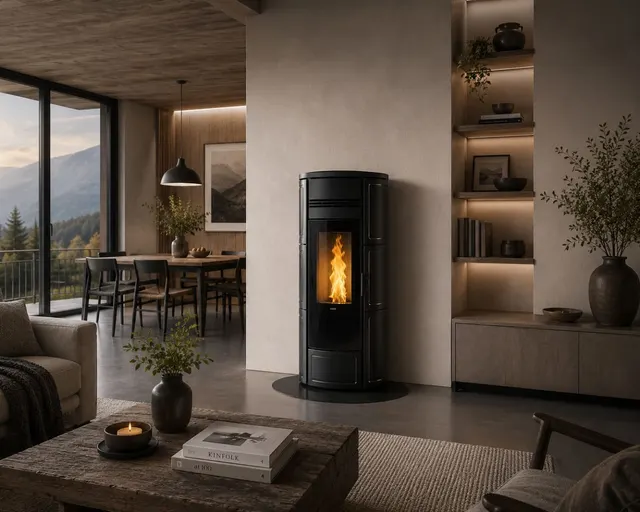 Kominek na pellet Klover Style 180 Plus ceramika czarna