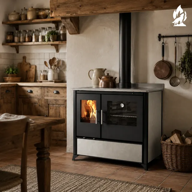 Wood-burning cooker Nobis Lina 90 gres grey