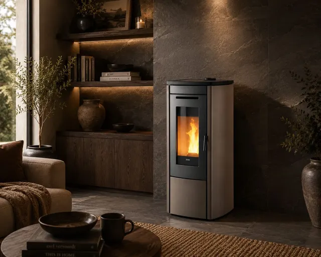 Kominek na pellet Klover Soft 80 Air stal brązowa