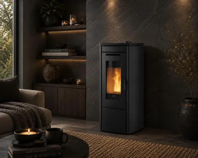 Kominek na pellet Klover Soft 100 Air stal czarna