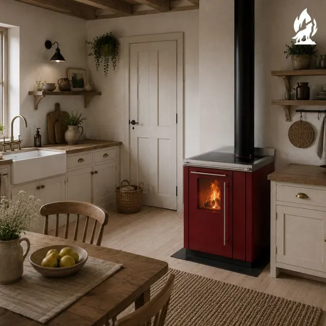 Wood-burning cooker Thermorossi Bosky 30 Square RtS steel bordo