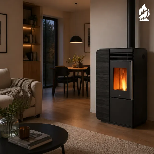Kominek na pellet Nobis A10 Light Style Coax drewno czarne
