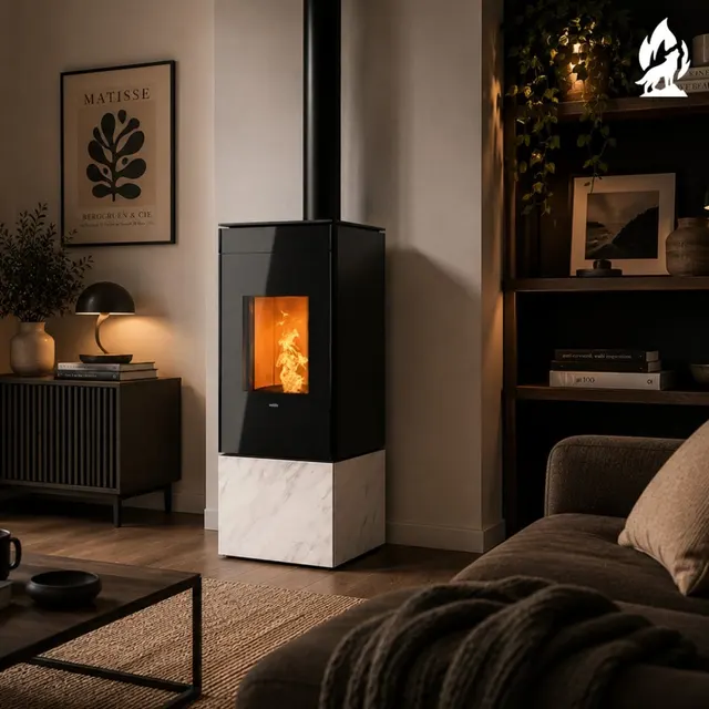 Kominek na pellet Nobis A8/10 Quadra Top V gres carrara