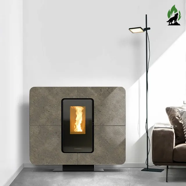 Kominek na pellet Thermorossi SlimQuadro Idra gres brązowy