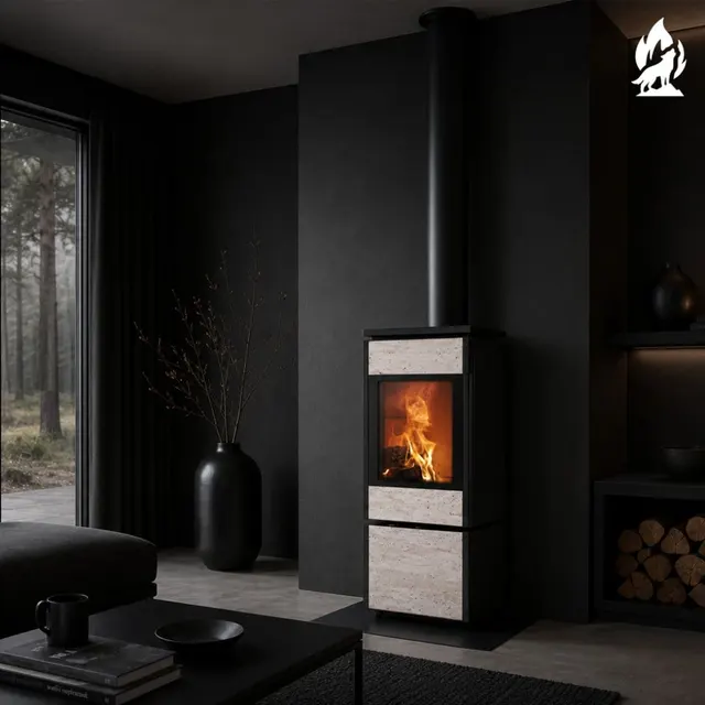 Kominek na drewno Nobis 8/10 Flat 700 gres trawertyn