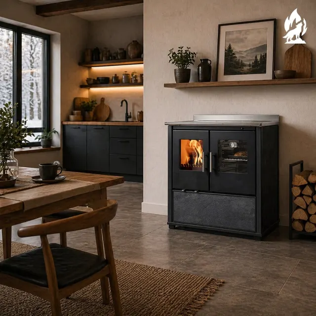 Wood-burning cooker Nobis Ogla 80 steel black