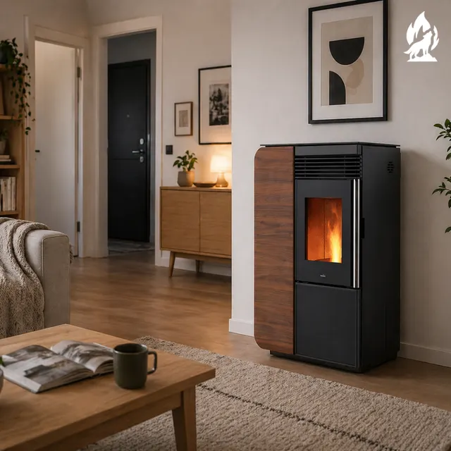 Kominek na pellet Nobis A10 Light Style Coax drewno orzech