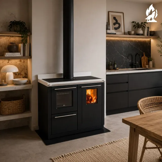 Wood-burning cooker Thermorossi Bosky F30 Square RtS steel black