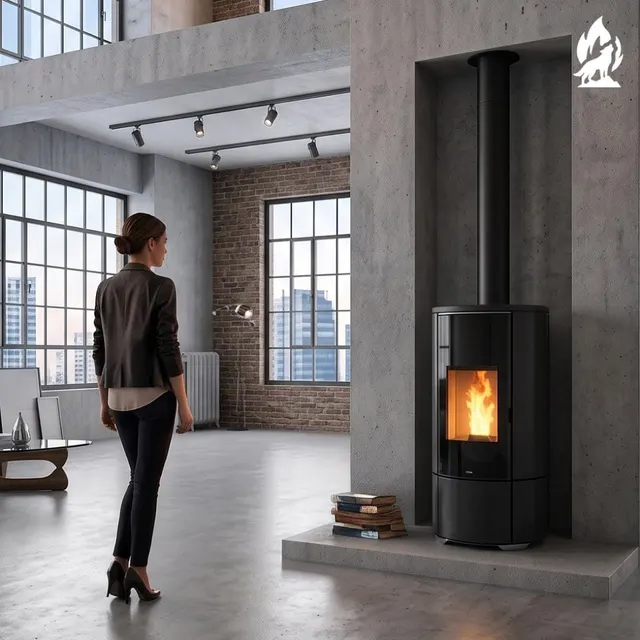 Kominek na pellet Nobis A8/10 Round Top/C V Ceramika czarna