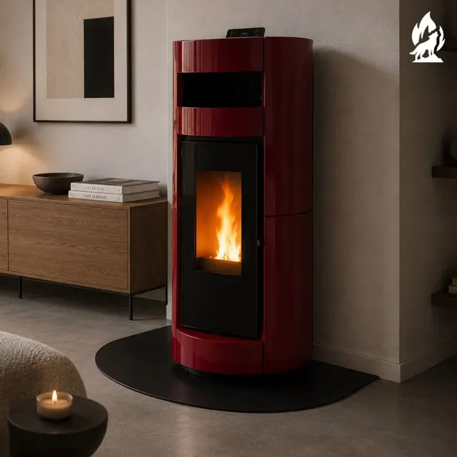 Kominek na pellet Thermorossi Chic Supreme Natural Plus ceramika bordowa