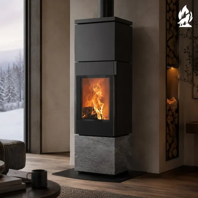 Kominek na drewno Nobis 8/10 Flat 500 gres dark