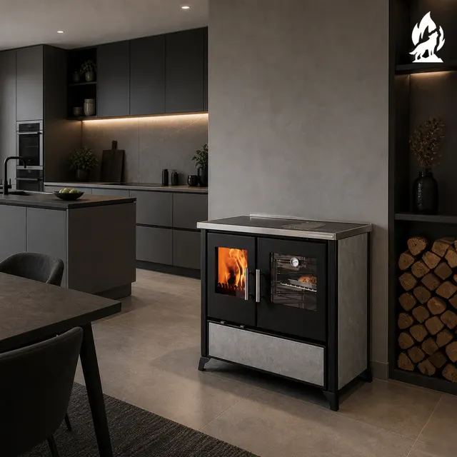 Wood-burning cooker Nobis Lina 80 gres grey