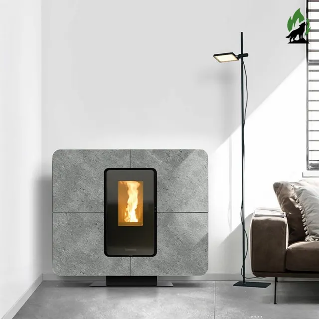 Kominek na pellet Thermorossi SlimQuadro Idra gres szary