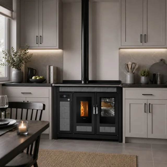 Kuchnia na pellet Klover Smart 120 Plus w szarej ceramice
