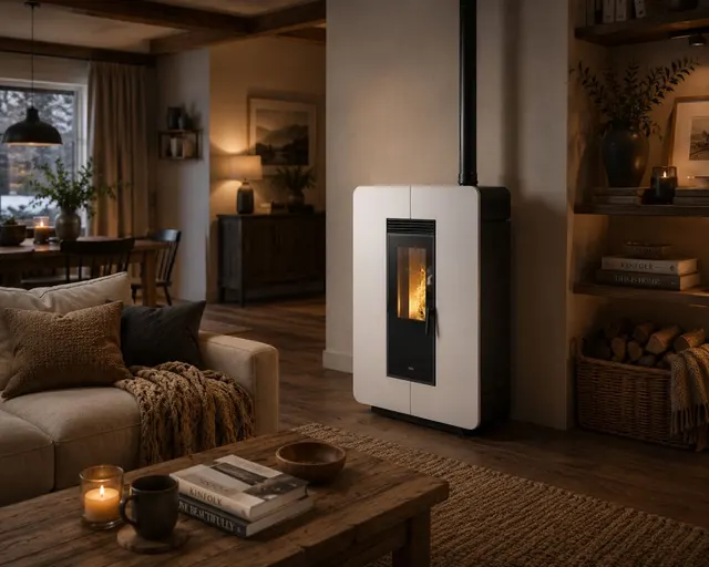 Kominek na pellet Klover Astra Multi-Air stal kość słoniowa