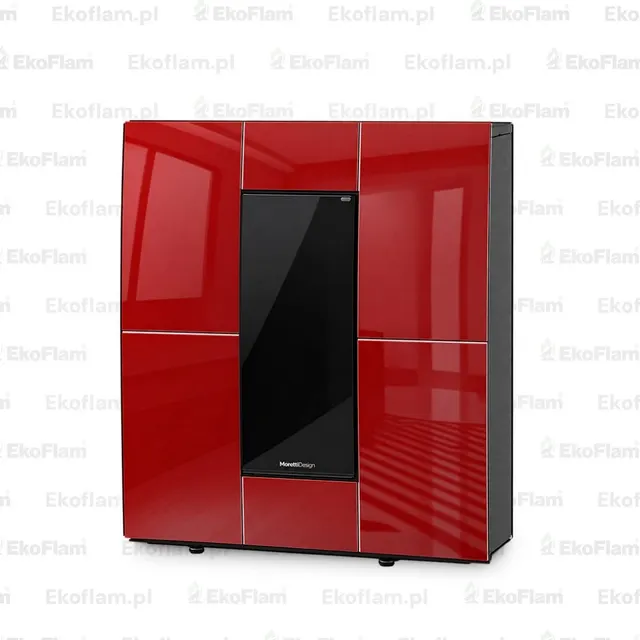 Kominek na pellet Moretti Design Compact Aqua Glass 23 szkło bordowe
