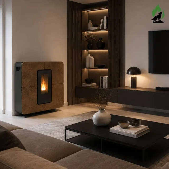 Kominek na pellet Thermorossi SlimQuadro Idra gres brązowy
