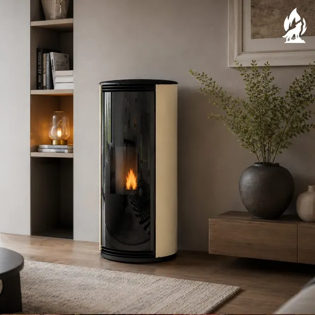 Kominek na pellet Moretti Design Trifolium Air szkło beżowe
