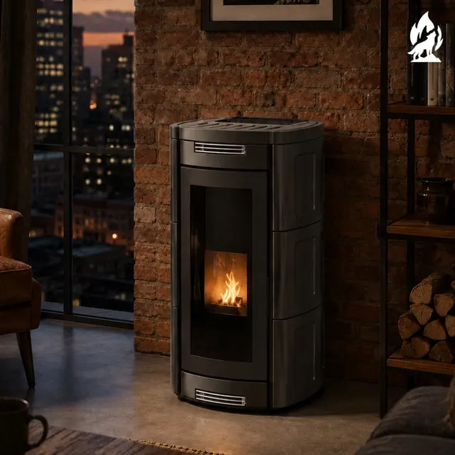 Kominek na drewno Moretti Design Aladino Wood ceramika czarna