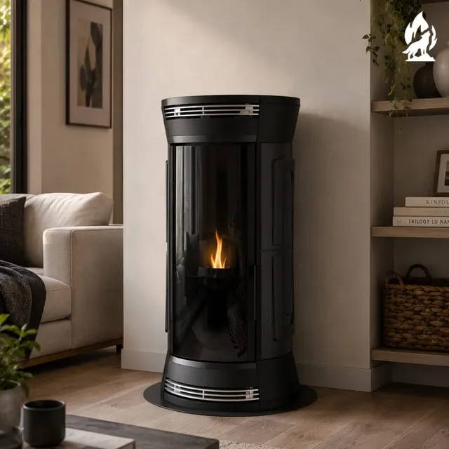 Kominek na drewno Moretti Design Clessidra Wood ceramika czarna