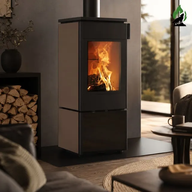 Kominek na drewno Nobis 8/10 Flat 300 stal brązowa