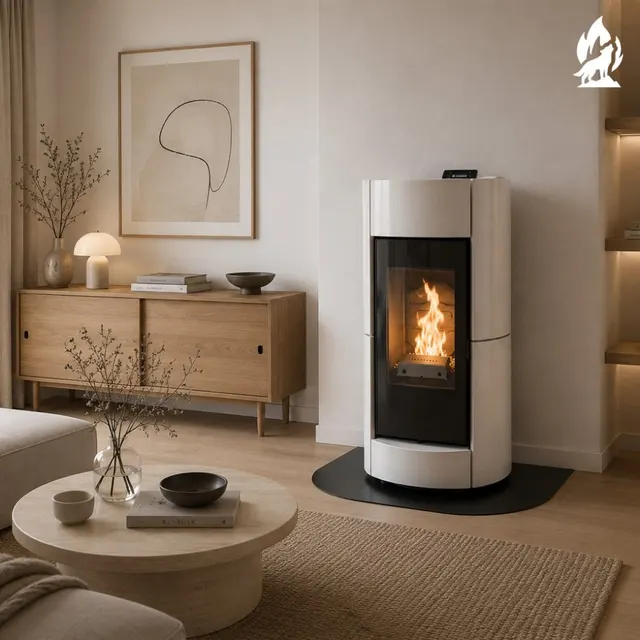 Kominek na pellet Thermorossi Chic Natural Plus ceramika biała