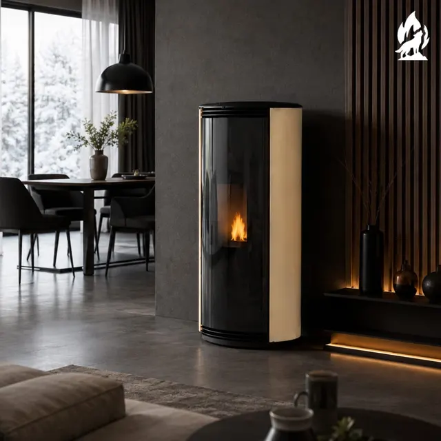Kominek na pellet Moretti Design Trifolium Air szkło beżowe