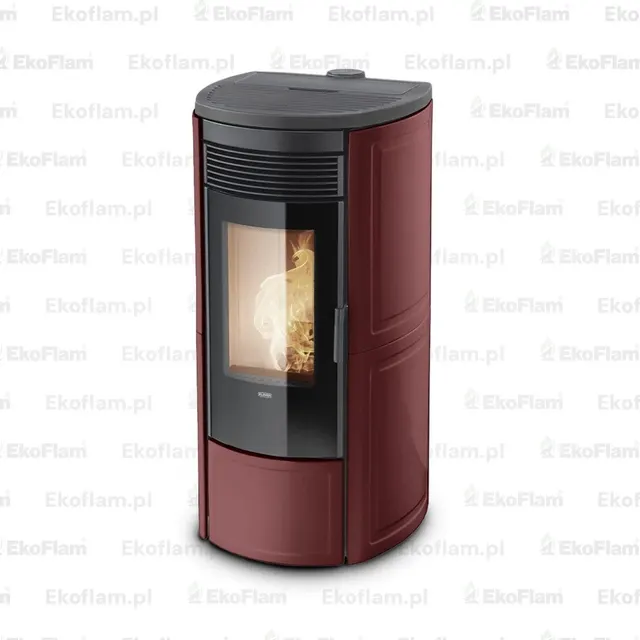 Kominek na pellet Klover Omega 120 Plus Air ceramika bordowa
