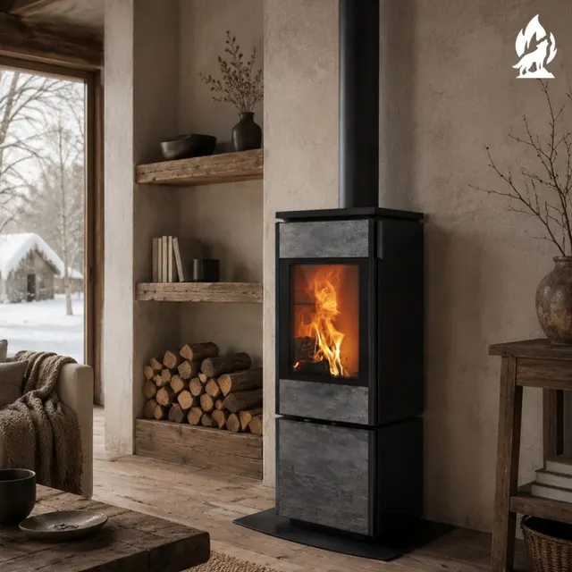 Kominek na drewno Nobis 8/10 Flat 700 gres dark