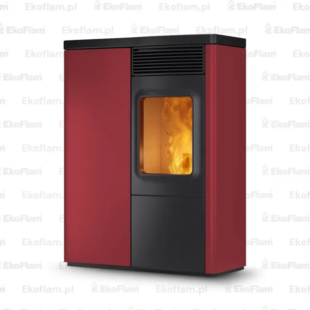Kominek na pellet Nobis 6/9 N70 Slim V stal bordowa