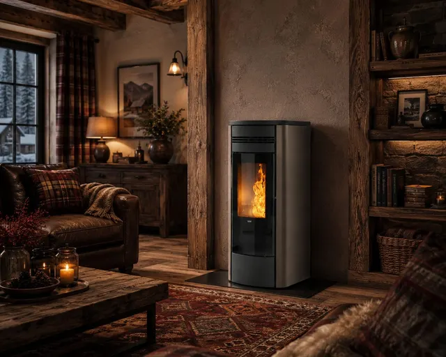 Kominek na pellet Klover Style 140 stal brązowy