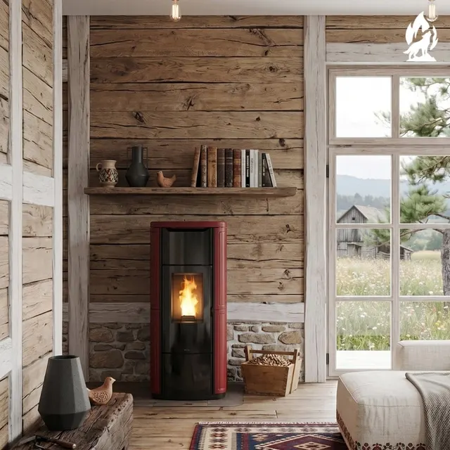 Kominek na pellet Nobis H20/25 Shape ceramika bordowa