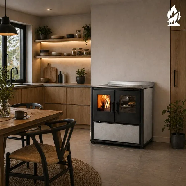 Wood-burning cooker Nobis Ogla 80 gres grey