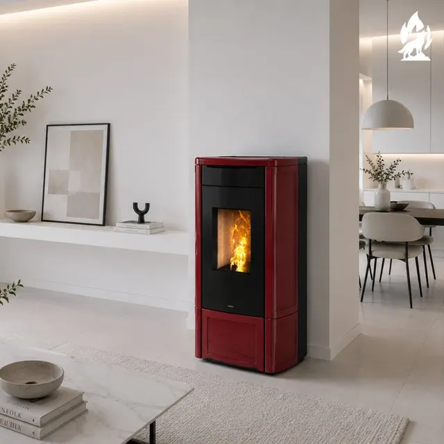 Kominek na pellet Nobis H14/17 Shape ceramika bordowa