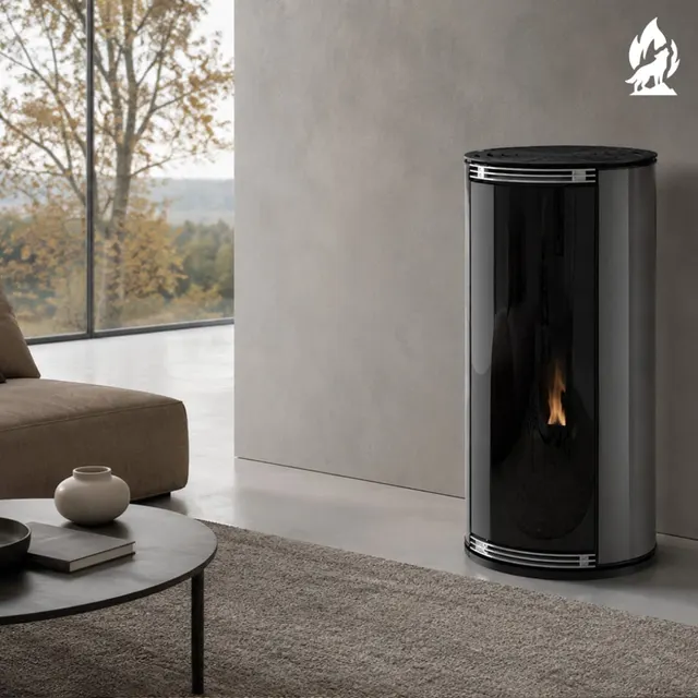 Kominek na pellet Moretti Design Globe Glass Relax 9 szkło szare
