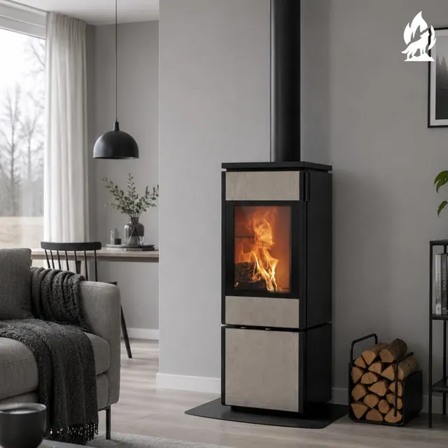 Kominek na drewno Nobis 8/10 Flat 700 gres szary