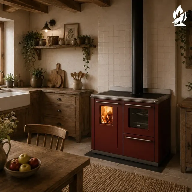 Piec kuchenny na drewno Thermorossi Bosky F30 Square stal bordowy