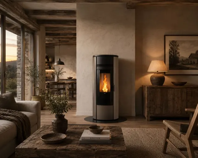 Kominek na pellet Klover Style 180 stal brązowa